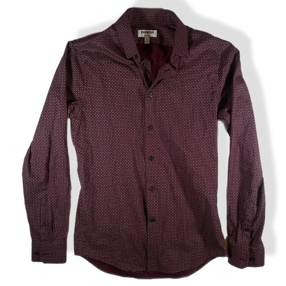 Express Shirt Mens Set of 2 Slim Fit Long Sleeve Button-Up SZ S Polka Dot - Picture 2 of 16